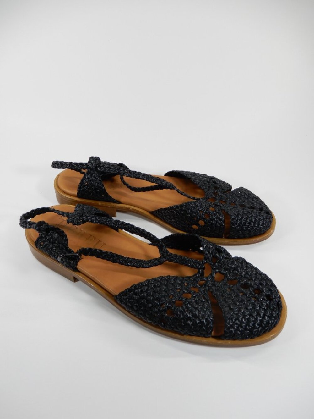 HEREU Sorolla Slingback Flat SANDALS 37 6.5 Black Woven Raffia Leather NEW $590 - Picture 14 of 14